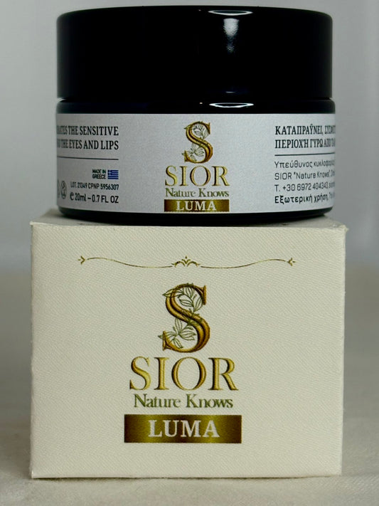 Βαζάκι SIOR Luma 20ml πάνω στο κουτί συσκευασίας